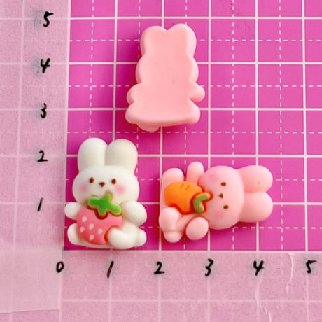 だっこ うさぎさん デコパーツ 10個☆ハンドメイド☆パーツ☆素材☆キッズアクセサリー☆かわいい☆ゆめかわいい☆パステル☆