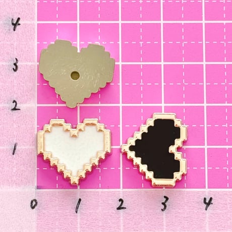 モノトーン ブロックハート デコパーツ ６個 ☆ ハンドメイド☆パーツ☆素材☆キッズアクセサリー☆かわいい☆ゆめかわいい☆パステル☆