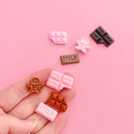 チョコミックス MILK 8個 デコパーツ チョコレート ☆ ハンドメイド☆ハンドメイドパーツ☆かわいい☆デコ☆デコパーツ ☆ホイップデコ☆ ヘアピン☆ ヘアゴム