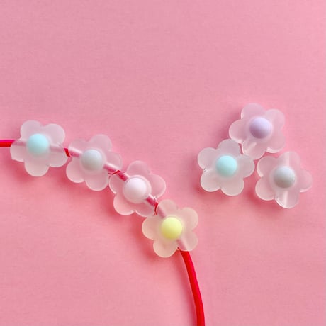 フロスト パステル フラワー ビーズ ヘアゴム 10個☆ハンドメイド☆パーツ☆素材☆キッズアクセサリー☆かわいい☆ゆめかわいい☆パステル☆