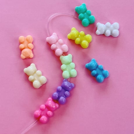 パステル くまグミ ビーズ 10個☆ハンドメイド☆パーツ☆素材☆キッズアクセサリー☆かわいい☆ゆめかわいい☆パステル ☆