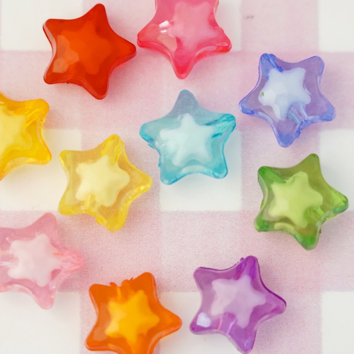 クリア ぷっくり スター ビーズ 30個 ☆ハンドメイド☆パーツ☆素材