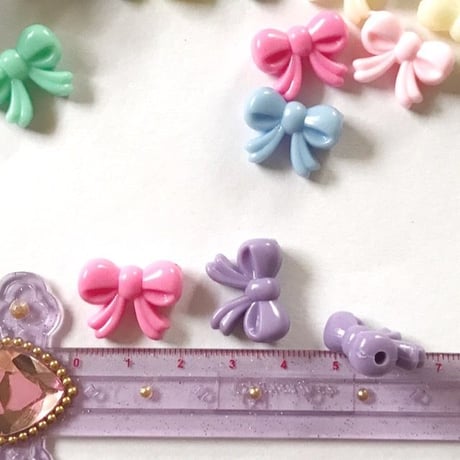 アクリルビーズ ちょうちょリボン20個☆ハンドメイド☆パーツ☆素材☆キッズアクセサリー☆かわいい☆ゆめかわいい☆パステル☆217