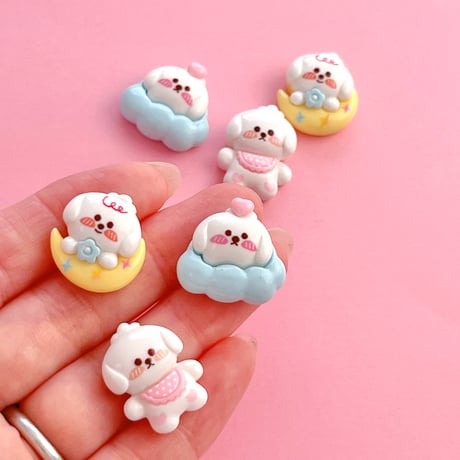 BABY ワンちゃん  デコパーツ ６個 ☆ハンドメイド☆デコパーツ☆素材☆キッズアクセサリー☆かわいい☆ゆめかわいい☆パステル