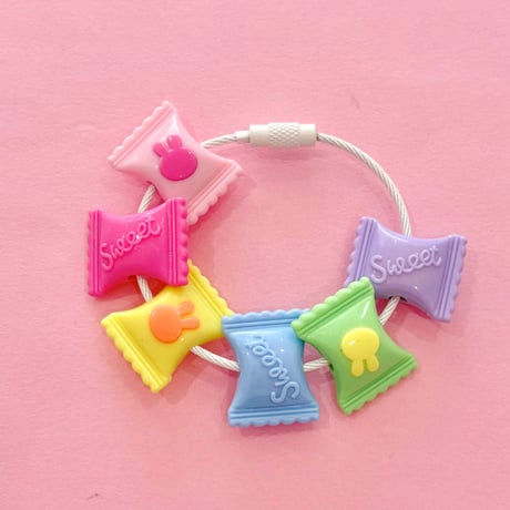 大穴ビーズ うさぎ キャンディ ６個☆ハンドメイド☆パーツ☆素材☆キッズアクセサリー☆かわいい☆ゆめかわいい☆パステル☆