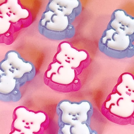 BIG フロストくまビーズ 8個 ☆ハンドメイド☆パーツ☆素材☆キッズアクセサリー☆かわいい☆ゆめかわいい☆パステル☆ファンシーぷらんたん