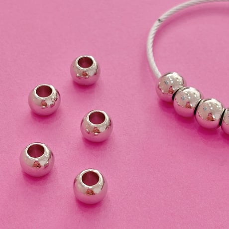 大穴ビーズ シルバー 丸ビーズ 10個 ビーズ ☆カスタムボールペン☆ハンドメイド☆パーツ☆素材☆キッズアクセサリー☆かわいい☆ゆめかわいい☆パステル☆