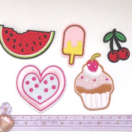 ワッペン アップリケ スイーツセット☆ハンドメイド☆パーツ☆素材☆キッズアクセサリー☆かわいい☆ゆめかわいい☆パステル☆