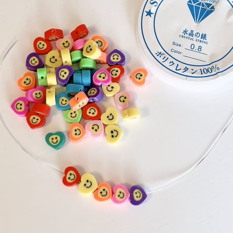 スマイルハート クレイビーズ 20ｇ ☆ハンドメイド☆パーツ☆素材☆キッズアクセサリー☆かわいい☆ゆめかわいい☆パステル ☆