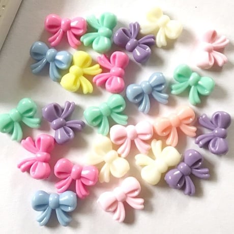 アクリルビーズ ちょうちょリボン20個☆ハンドメイド☆パーツ☆素材☆キッズアクセサリー☆かわいい☆ゆめかわいい☆パステル☆217