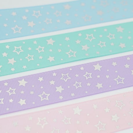 パステル MIX お星さま リボン 4ヤード☆ハンドメイド☆パーツ☆素材☆キッズアクセサリー☆かわいい☆ゆめかわいい☆パステル☆