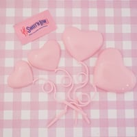 ハートバルーン ケーキトッパー ピンク 4本セット ☆ハンドメイド☆パーツ☆素材☆キッズアクセサリー☆かわいい☆ゆめかわいい☆パステル☆