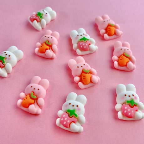 だっこ うさぎさん デコパーツ 10個☆ハンドメイド☆パーツ☆素材☆キッズアクセサリー☆かわいい☆ゆめかわいい☆パステル☆