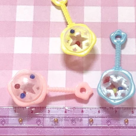 ベビーパーツ ガラガラ 3個☆ハンドメイド☆パーツ☆素材☆キッズアクセサリー☆かわいい☆ゆめかわいい☆パステル☆