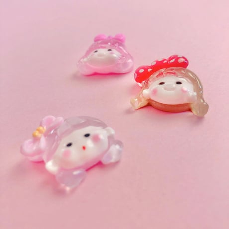 リボン 女の子 デコパーツ 6個  ☆ハンドメイド☆パーツ☆資材☆キッズアクセサリー☆かわいい☆ゆめかわいい☆パステル☆
