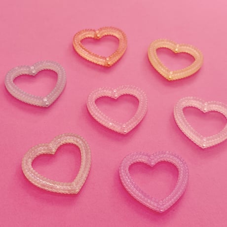 大穴ビーズ  BIG ハート 7個☆ カスタムボールペン ☆ハンドメイド☆パーツ☆素材☆キッズアクセサリー☆かわいい☆ゆめかわいい☆パステル☆