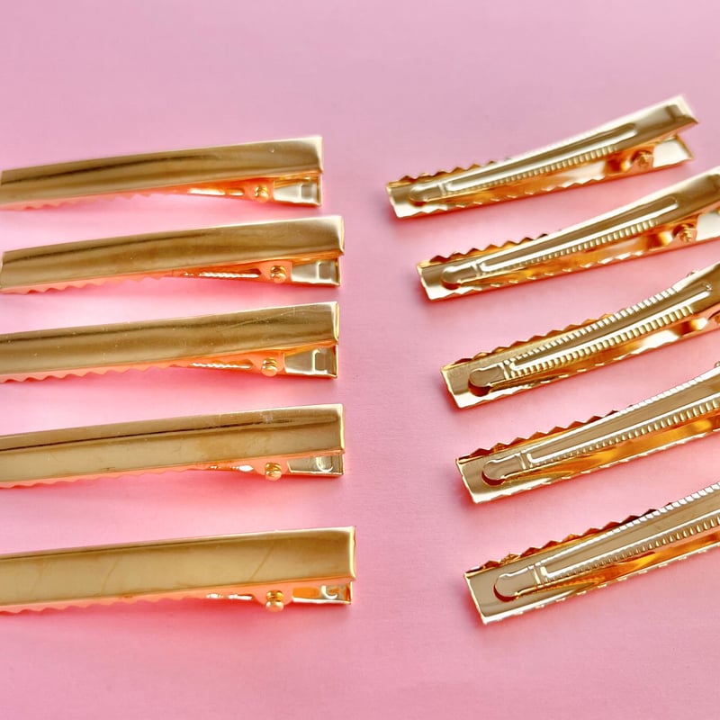 ワニ口 ヘアクリップ 6センチ 10本 ゴールド ☆ハンドメイド☆パーツ