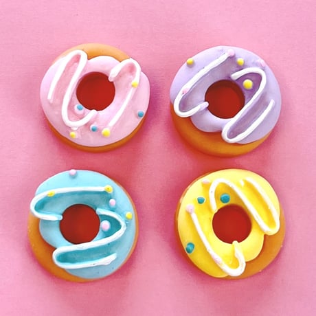 ゆめかわ ドーナツ デコパーツ 4個 ☆ハンドメイド☆パーツ☆素材☆キッズアクセサリー☆かわいい☆ゆめかわいい☆パステル