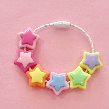 大穴ビーズ ツイン 星 ６個☆ハンドメイド☆パーツ☆素材☆キッズアクセサリー☆かわいい☆ゆめかわいい☆パステル☆