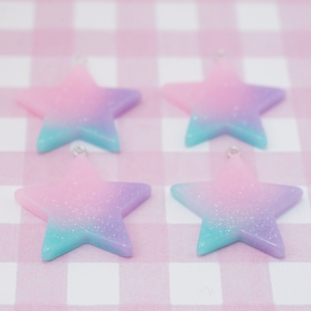 BIC ゆめかわ お星さまチャーム 4個 ☆ハンドメイド☆パーツ☆素材