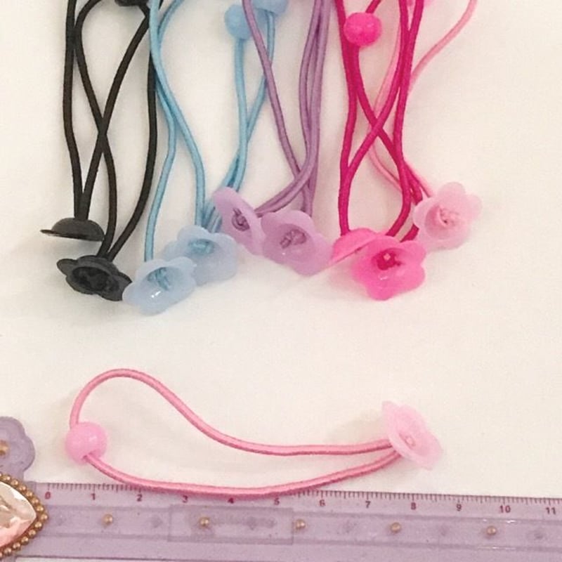 ハンドメイド☆ヘアゴムヘアピン 花カップ付き ヘアゴム 20個☆ハンドメイド☆パーツ☆素材☆キッズ