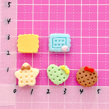 リボン クッキー デコパーツ 7個 ☆ ハンドメイド☆パーツ☆素材☆キッズアクセサリー☆かわいい☆ゆめかわいい☆パステル☆