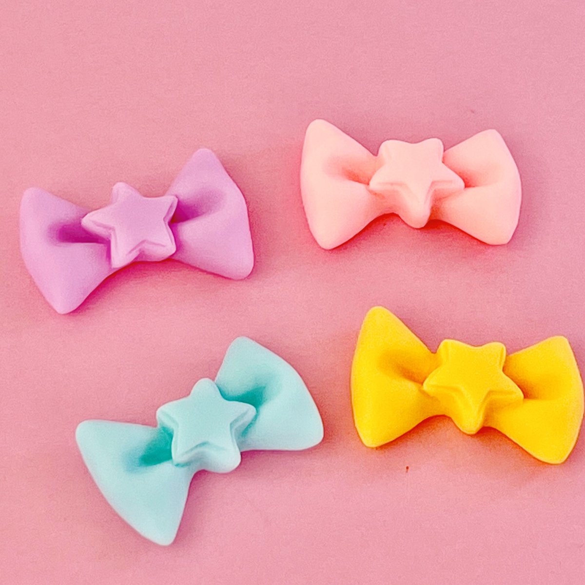 お星さま リボン デコパーツ 8個 ☆ハンドメイド☆パーツ☆資材 