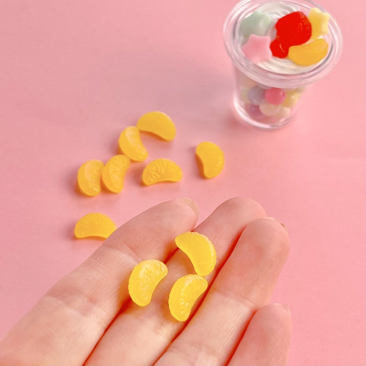 トッピングパーツ みかん 10個 ☆ハンドメイド☆パーツ☆資材☆キッズ