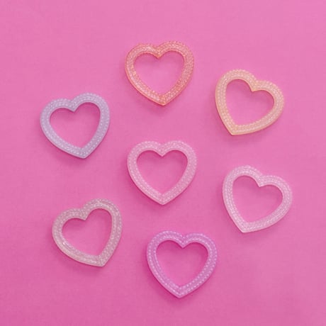 大穴ビーズ  BIG ハート 7個☆ カスタムボールペン ☆ハンドメイド☆パーツ☆素材☆キッズアクセサリー☆かわいい☆ゆめかわいい☆パステル☆