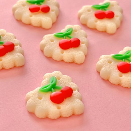 さくらんぼ クッキー デコパーツ 6個  ☆ハンドメイド☆パーツ☆資材☆キッズアクセサリー☆かわいい☆ゆめかわいい☆パステル☆