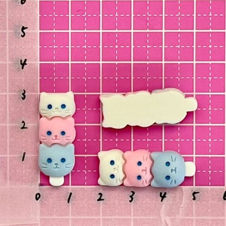 お団子ねこ デコパーツ 6個  ☆ハンドメイド☆パーツ☆資材☆キッズアクセサリー☆かわいい☆ゆめかわいい☆パステル☆