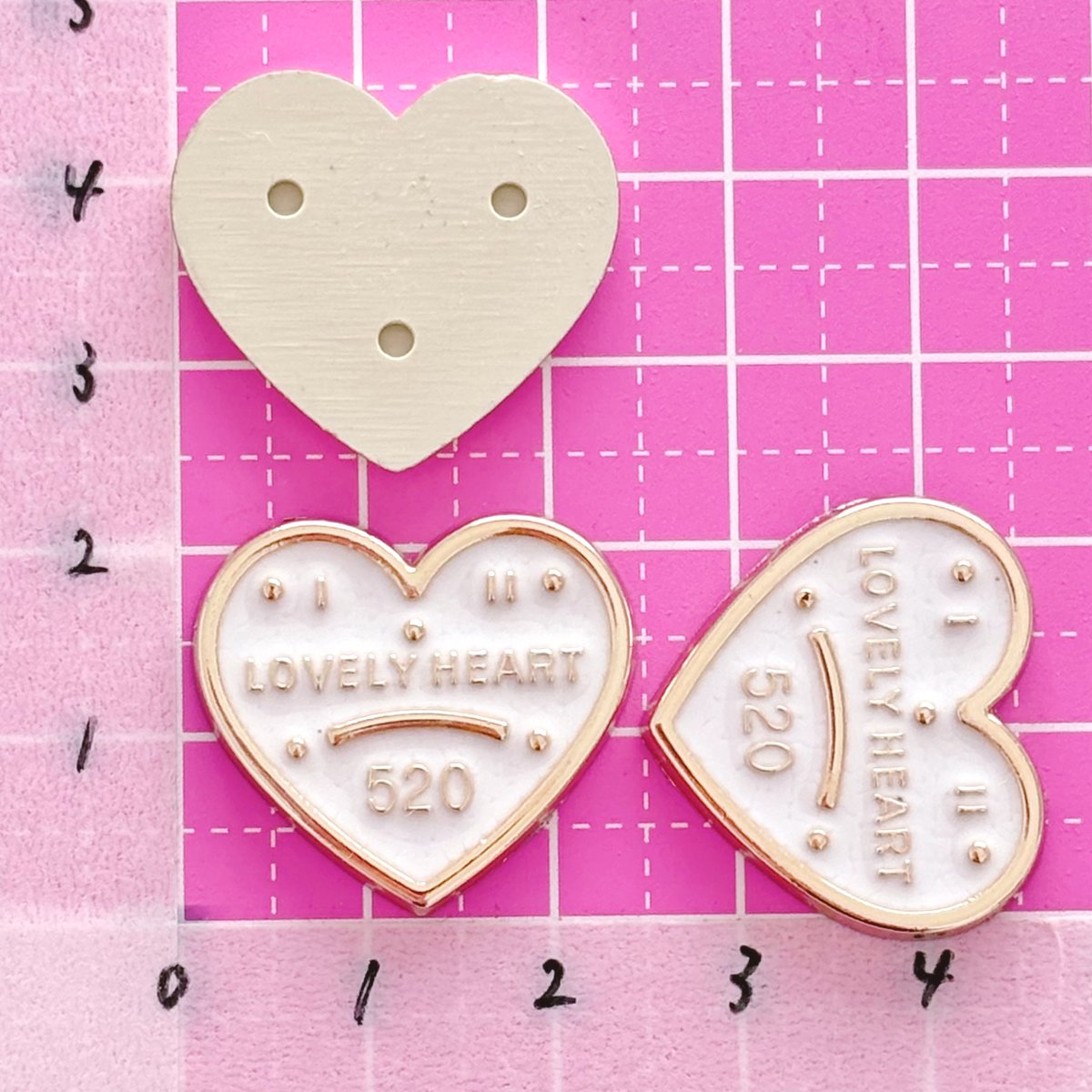 ラブリーハート520 デコパーツ 5個 ☆ ハンドメイド☆パーツ☆素材