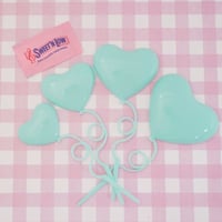 ハートバルーン ケーキトッパー ミントグリーン 4本セット ☆ハンドメイド☆パーツ☆素材☆キッズアクセサリー☆かわいい☆ゆめかわいい☆パステル☆