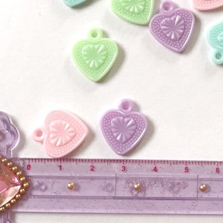 パステルハートチャーム20個☆ハンドメイド☆パーツ☆素材☆キッズアクセサリー☆かわいい☆ゆめかわいい☆パステル☆216