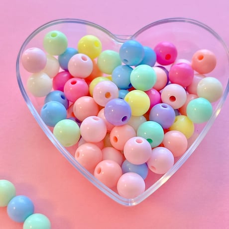 パステル 丸ビーズ 8ミリ 20グラム ☆ハンドメイド☆パーツ☆素材☆キッズアクセサリー☆かわいい☆ゆめかわいい☆パステル☆デコパーツ☆カボション☆