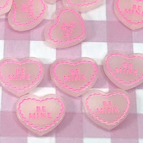 ハートBEMINE 4個☆ハンドメイド☆パーツ☆素材☆キッズアクセサリー☆かわいい☆ゆめかわいい☆パステル☆