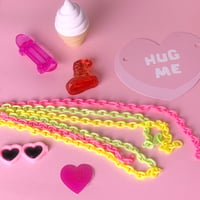 カラフルチェーン ネオンカラー 3本 ☆ハンドメイド☆パーツ☆素材☆キッズアクセサリー☆かわいい☆ゆめかわいい☆パステル☆ファンシーぷらんたん
