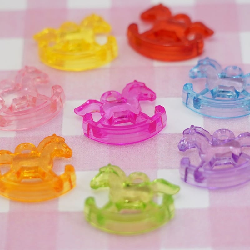クリア カラフル 木馬チャーム 10個 ☆ハンドメイド☆パーツ