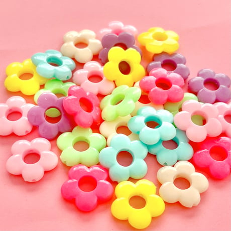 パステル お花 ビーズ 30個 ☆ハンドメイド☆パーツ☆素材☆キッズアクセサリー☆かわいい☆ゆめかわいい☆パステル☆ファンシーぷらんたん