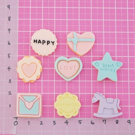 ゆめかわ クッキー デコパーツ 10個☆ハンドメイド☆パーツ☆素材☆キッズアクセサリー☆かわいい☆ゆめかわいい☆パステル