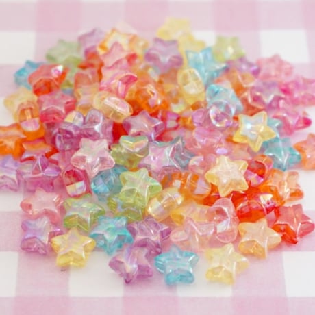 オーロラ クリア 星 ビーズ  30個 ☆ハンドメイド☆パーツ☆素材☆キッズアクセサリー☆かわいい☆ゆめかわいい☆パステル☆ファンシーぷらんたん
