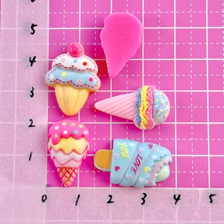 アイスクリーム MIX デコパーツ 8個☆ハンドメイド☆パーツ☆素材☆キッズアクセサリー☆かわいい☆ゆめかわいい☆パステル
