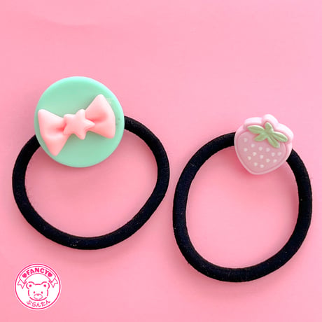 ヘアゴム 黒 高品質 つなぎ目金具無し  20本 ☆ハンドメイド☆パーツ☆素材☆キッズアクセサリー☆かわいい☆ゆめかわいい☆パステル