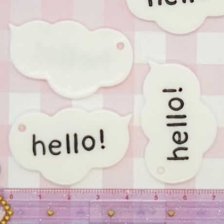 hello 吹き出し チャーム 5個☆ハンドメイド☆パーツ☆素材☆キッズアクセサリー☆かわいい☆ゆめかわいい☆パステル