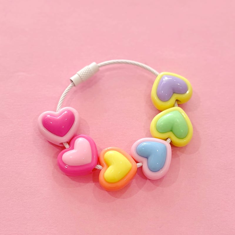 大穴ビーズ ツイン ハート 6個☆カスタムボールペン☆ハンドメイド