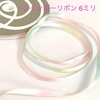 レインボーリボン 6ミリ幅 3m ☆ハンドメイド☆パーツ☆素材☆キッズアクセサリー☆かわいい☆ゆめかわいい☆パステル☆113