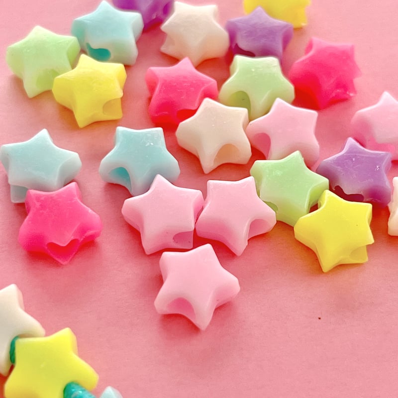 星ビーズ ヘアゴム 30個 ☆ハンドメイド☆パーツ☆素材☆キッズ  