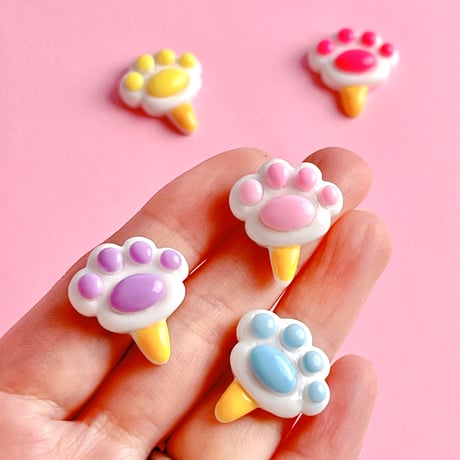 肉球 アイス デコパーツ 5個 ☆ハンドメイド☆パーツ☆素材☆キッズアクセサリー☆かわいい☆ゆめかわいい☆パステル