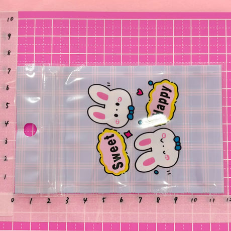 ファンシー ジップバッグ うさぎ　10枚☆ハンドメイド☆パーツ☆素材☆キッズアクセサリー☆かわいい☆ゆめかわいい☆パステル☆