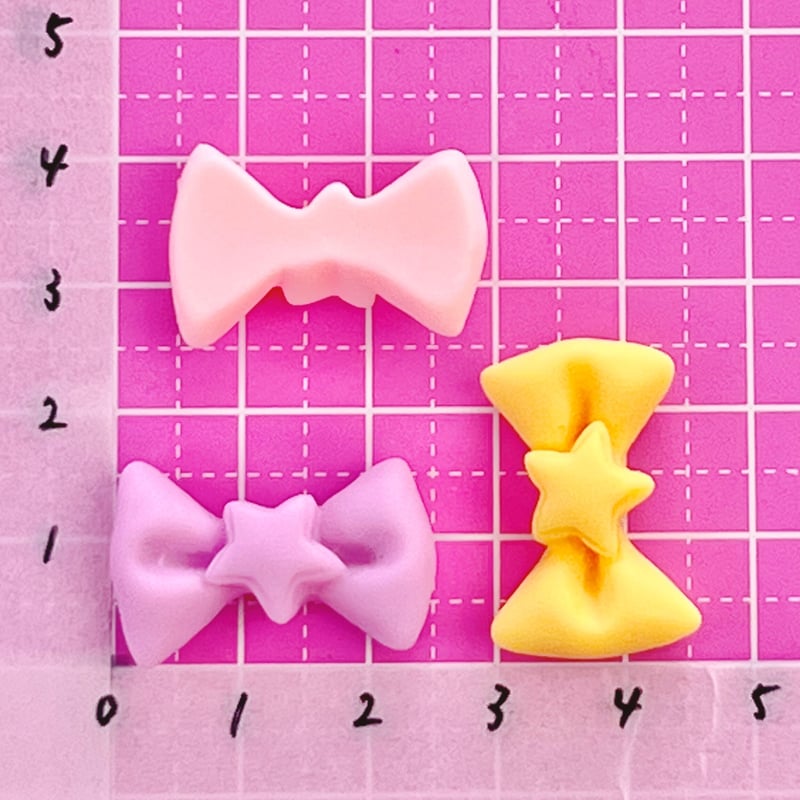 お星さま リボン デコパーツ 8個 ☆ハンドメイド☆パーツ☆資材 